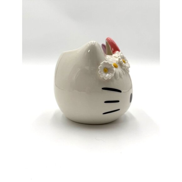 Hello Kitty Ceramic Planter With Bow & Flower Accents By Blue Sky - Picture 5 of 7